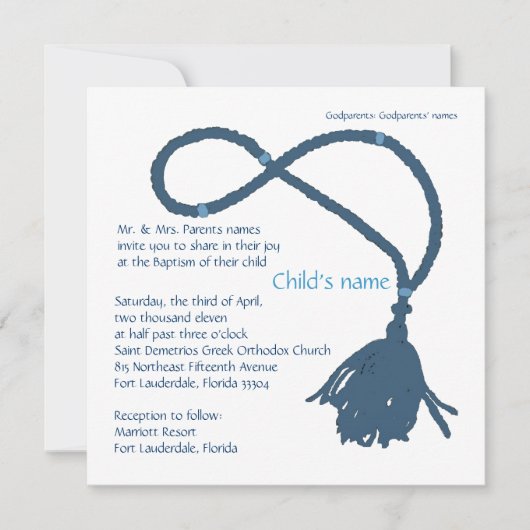 Invitation Corde de prière bleue (Devant)