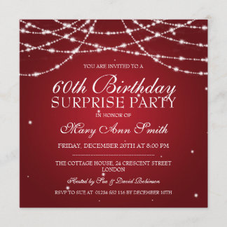 Invitation Corde d'étoiles rouge de la fête d'anniversaire su