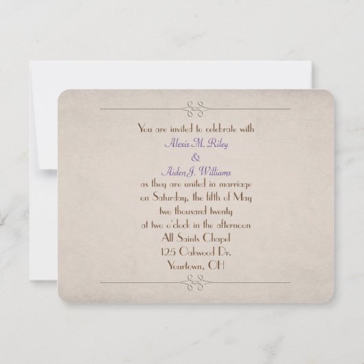 Invitation corde mariage pour toujours avec des fleurs (Dos)