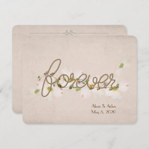 Invitation corde mariage pour toujours avec des fleurs