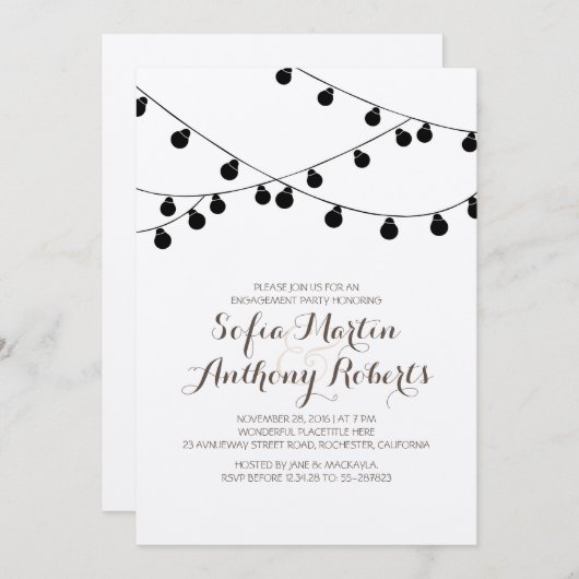 Invitation cordes en papier kraft lumières de la participatio (Devant / Derrière)