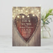 Invitation cordon de coeur sculpté lumières bois nuptiale dou (Debout devant)