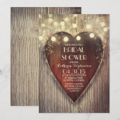 Invitation cordon de coeur sculpté lumières bois nuptiale dou (Devant / Derrière)