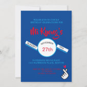 Invitation Coréen K-pop Main Red Blue Heart Party (Dos)