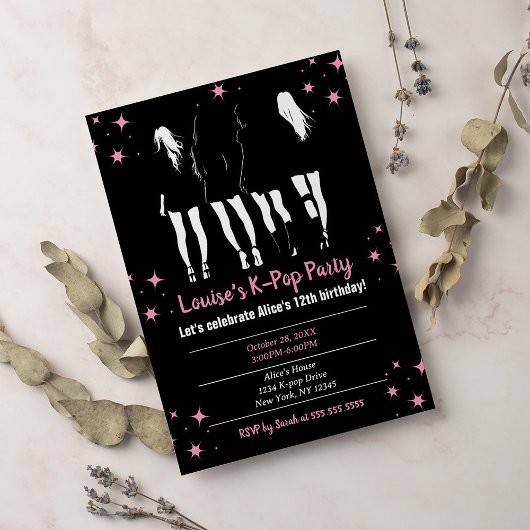 Invitation Coréen Pop Music K-Pop Black Pink fête d'anniversa