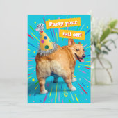 Invitation Corgi Butt Birthday Hat (Debout devant)