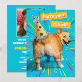 Invitation Corgi Butt Birthday Hat (Devant / Derrière)