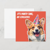 Invitation Corgi C'est fête d'anniversaire mon corgeous (Devant / Derrière)
