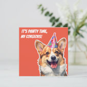 Invitation Corgi C'est fête d'anniversaire mon corgeous (Debout devant)
