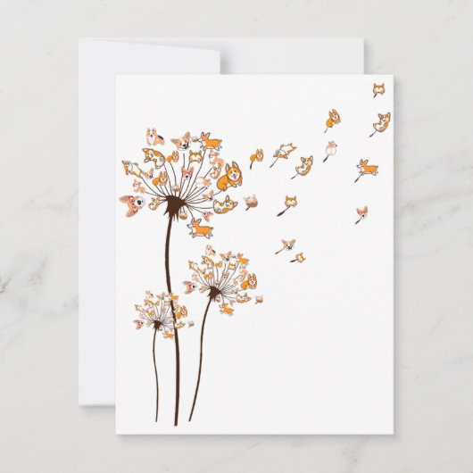 Invitation Corgi Flower Fly Dandelion Shirt Cute Dog Lover (Devant)