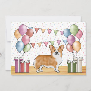 Invitation Corgi gallois de Pembroke rouge Anniversaire paste