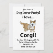 Invitation Corgi J'adore Corgi (Devant)