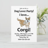 Invitation Corgi J'adore Corgi (Debout devant)