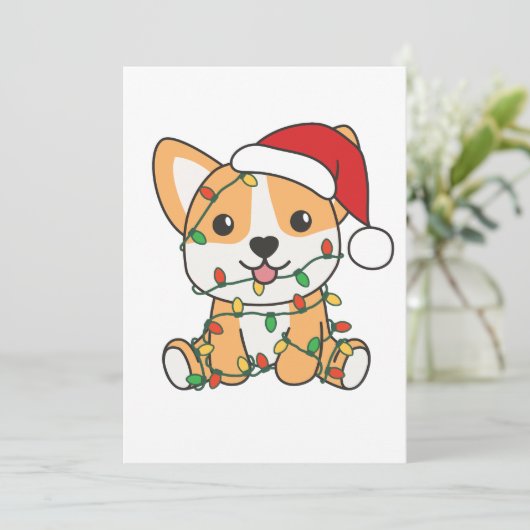Invitation Corgi Noël Animaux d'hiver Chien (Debout devant)