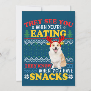 Invitation Corgi Noël laid Ils voient que vous mangez Xmas