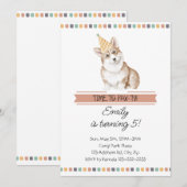 Invitation Corgi personnalisable Il est temps de pawty (Devant / Derrière)