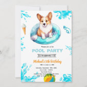 Invitation Corgi pool party Invite (Devant)