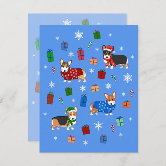 Invitation Corgis de Noël mignons en Casquette et pulls (Devant / Derrière)