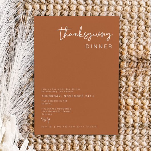 Invitation CORIANDER Bohemian Terracotta Thanksgiving Dîner
