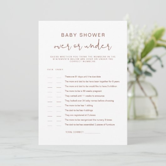 Invitation CORIANDER Boho Rust over Under Baby shower Game (Debout devant)