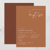 Invitation CORIANDER Boho Terracotta et Rust Desert Baptisme (Devant / Derrière)