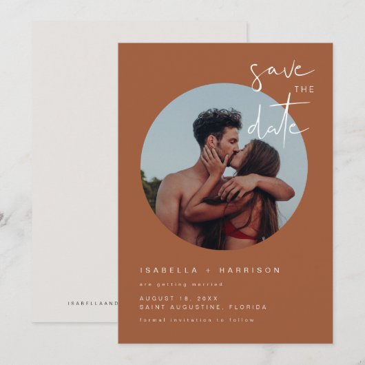 Invitation CORIANDER Burnt Orange Terracotta Enregistrer la d (Devant / Derrière)