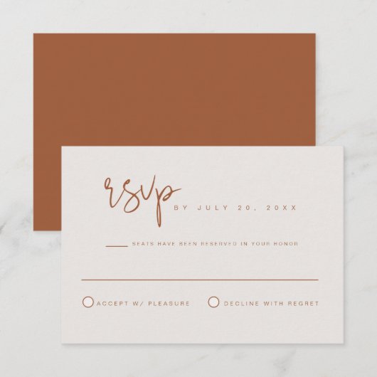 Invitation CORIANDRE - Ton Terre Bohème Orange Brûlé RSVP (Devant / Derrière)