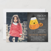 Invitation Corne à bonbons | Photo de fête d'anniversaire d'H (Devant)