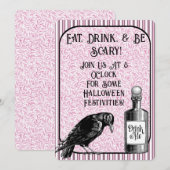 Invitation Corneille noire rose Corneille corneille Halloween (Devant / Derrière)