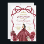 Invitation Corneille rouge de Bourgogne Princesse Gold Couron<br><div class="desc">EDITABLE Burgundy Red Bow Princess Gold Crown Quinceañera Invitation Elégante Burgundy Red Floral Princess Robes Quinceañera Fille Anniversaire Invitation Gold Crown Mis Quince Anos,  15e Anniversaire</div>