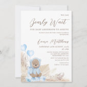 Invitation Corner Floral Boho Nous Pouvons Bearly Wait Baby s (Devant)