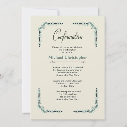 Invitation Corners européens de confirmation (Devant)