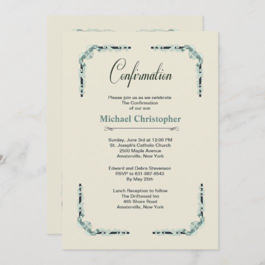 Invitation Corners européens de confirmation (Devant / Derrière)