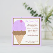 Invitation Cornet de crème glacée pourpre de raisin (Debout devant)