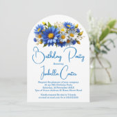 Invitation Cornflower Bleu Jaune Blanc Anniversaire Floral (Debout devant)