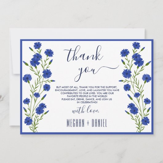 Invitation Cornflower Blue Botanique Mariage Merci (Devant)