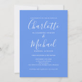 Invitation Cornflower Blue Elegant moderne QR Code Mariage (Devant)