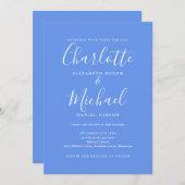 Invitation Cornflower Blue Elegant moderne QR Code Mariage (Devant / Derrière)