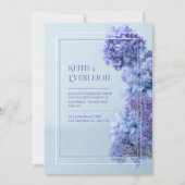 Invitation Cornflower Blue Hydrangea Minimalist Frame Wedding (Devant)