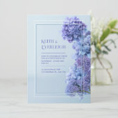 Invitation Cornflower Blue Hydrangea Minimalist Frame Wedding (Debout devant)
