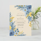 Invitation Cornflower Blue Serene Botanical Wedding (Debout devant)
