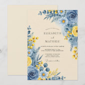 Invitation Cornflower Blue Serene Botanical Wedding (Devant / Derrière)