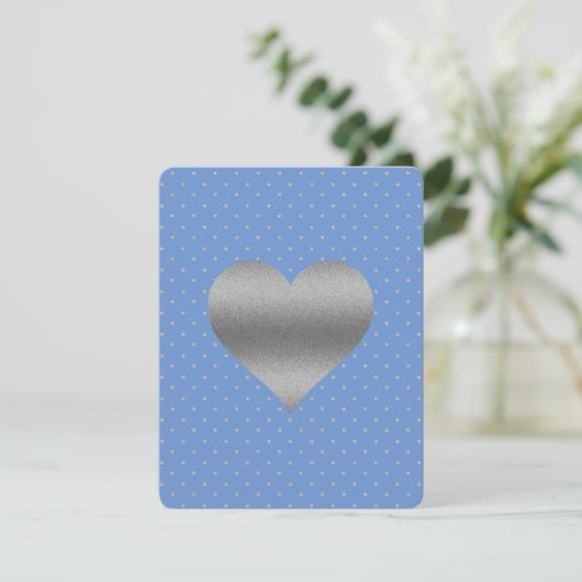 Invitation Cornflower Blue & Silver Polka Dot Shoot Party (Debout devant)