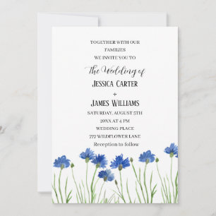 Invitation Cornflowers Fleur sauvage Aquarelle Mariage Floral