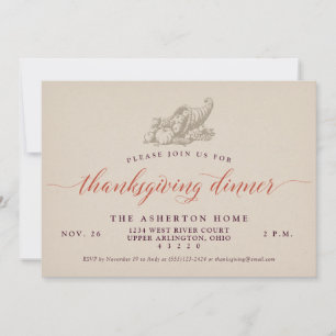 Invitation Cornucopia classique Thanksgiving