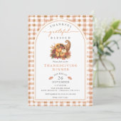 Invitation Cornucopia de Gingham à l'aquarelle d'automne pour (Debout devant)