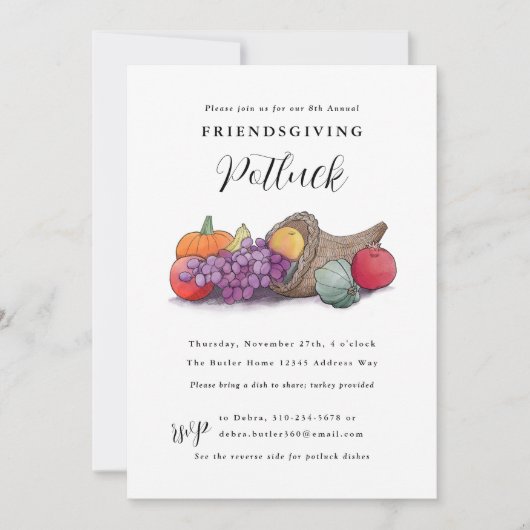 Invitation Cornucopia Friendsgiving Potluck (Devant)