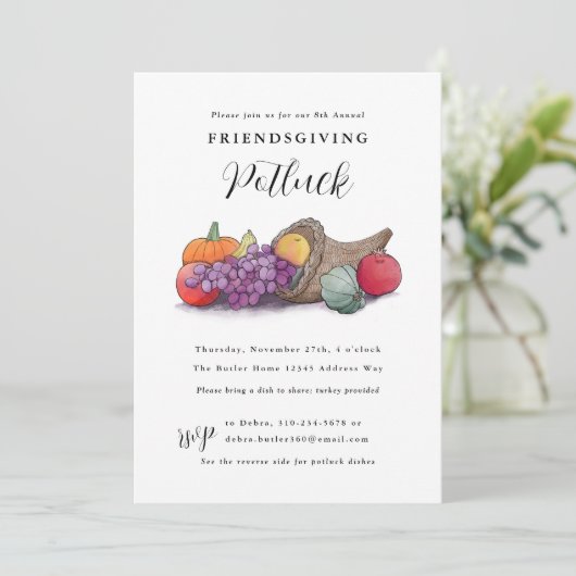 Invitation Cornucopia Friendsgiving Potluck (Debout devant)