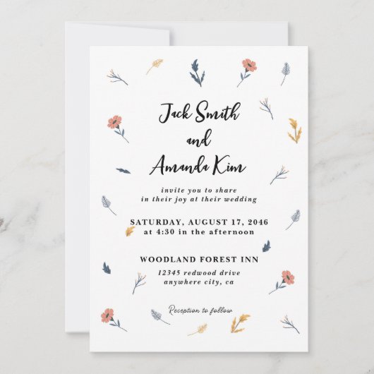 Invitation Coroful Cute Handrawing Mariage Inviations (Devant)