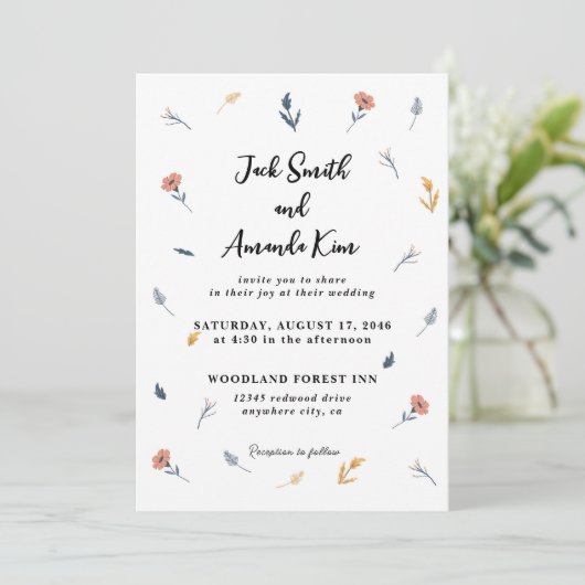 Invitation Coroful Cute Handrawing Mariage Inviations (Debout devant)